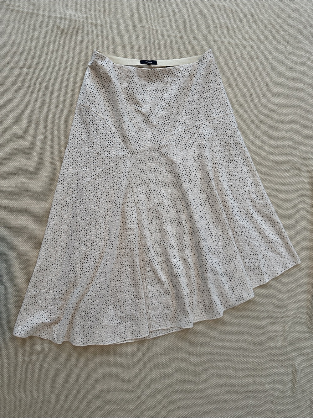 Theory Asymmetrical Cotton Eyelet Skirt Sz 6 Excellent Condition - Picture 6 of 12